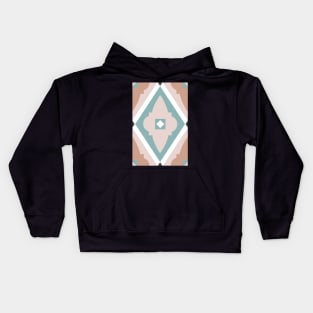 Abstract geometric diamond pattern white, sand color and light green Kids Hoodie